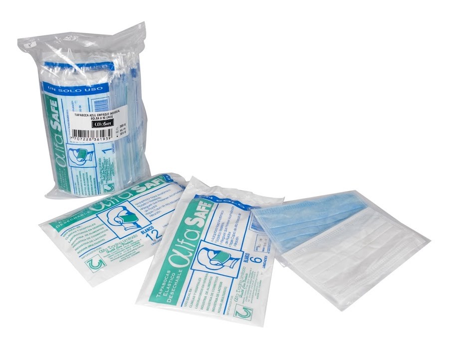 Tapabocas Alfasafe Elastico Blanco x 6Uni