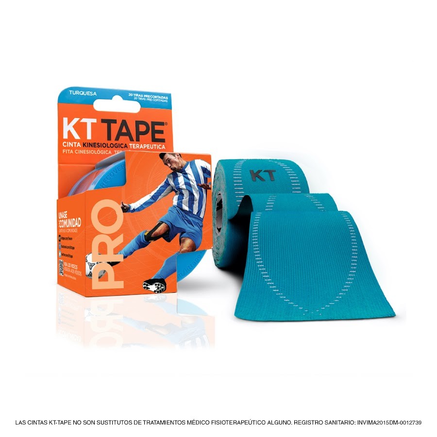 CINTA KT TAPE PRO DEPORTIVA ELÁSTICA SINTÉTICA TURQUES PRE CORTADA X20