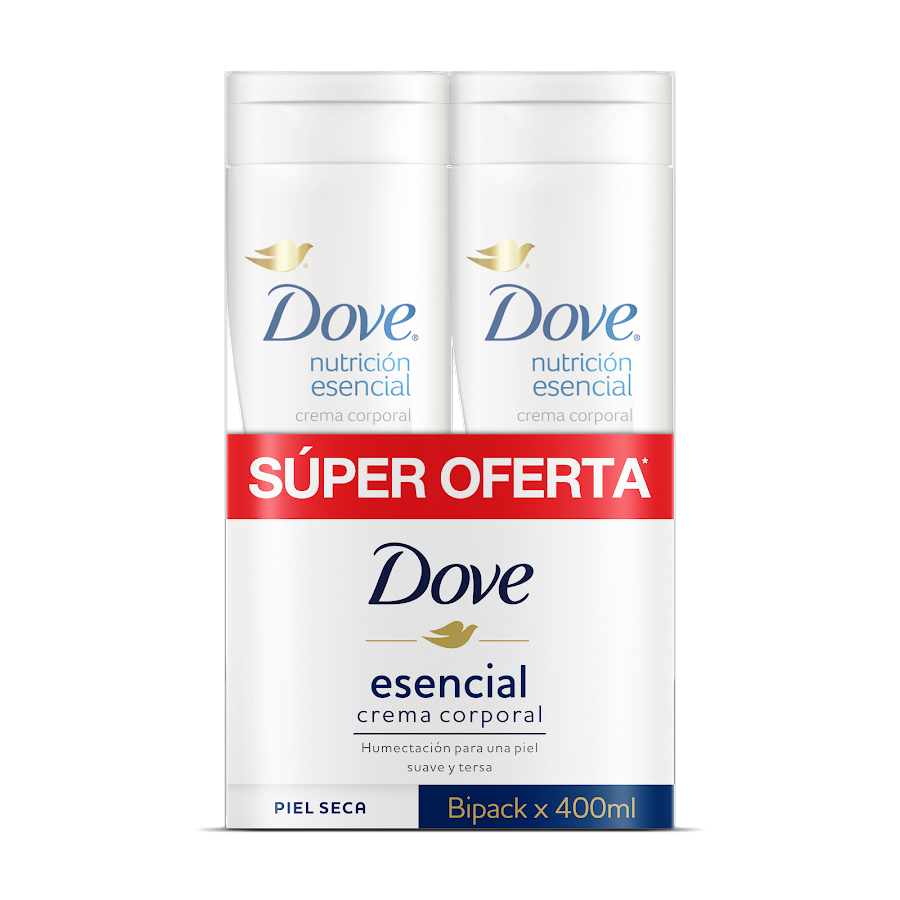 $Oferta Crema Dove Nutrición Esencial Corporal x 2Und de 400Ml c/u