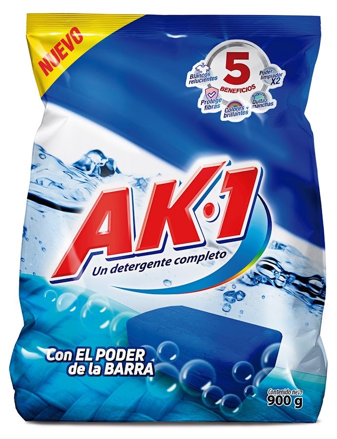 Detergente en polvo AK1 Barra Azulk X900g