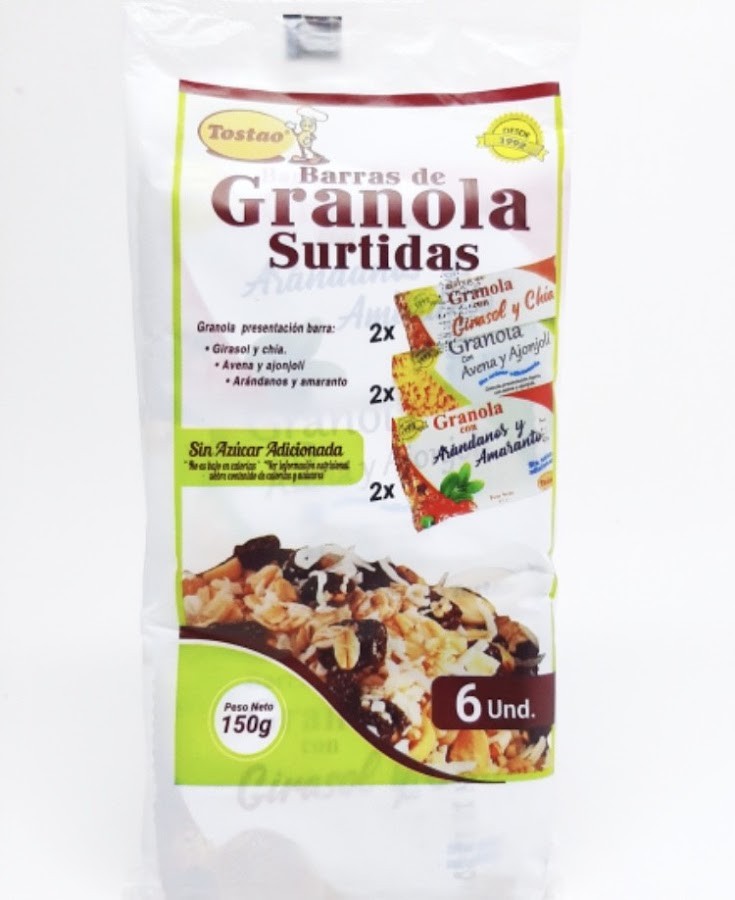 Barras de Granola surtidas Tostao Paquete x 6und