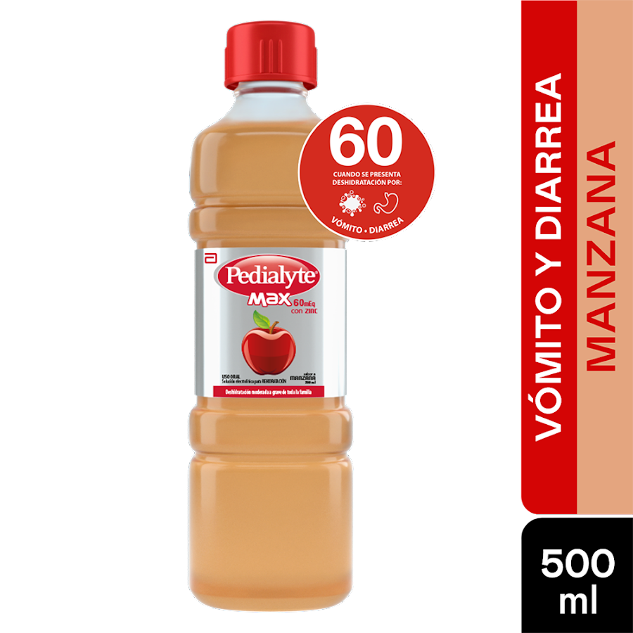 PEDIALYTE ZINC SUERO ORAL TRATAMIENTO DESHIDRATACIÓN 60 MANZANA X500ML