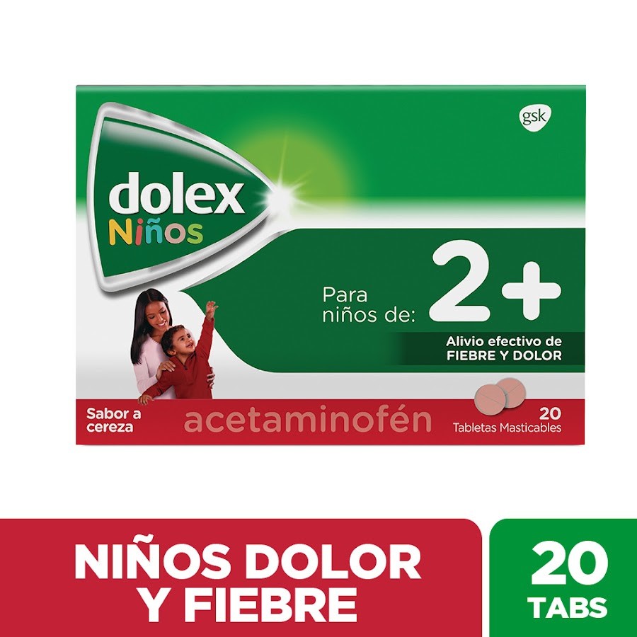 DOLEX Niños 2+ Tabletas Masticables Caja x20Tab. GSK Acetaminofén