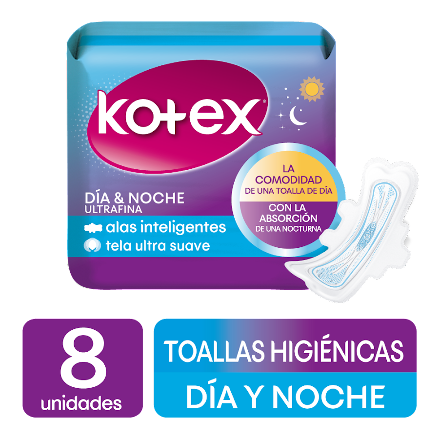 Toallas Íntimas Kotex Día y Noche Ultrafina x8und