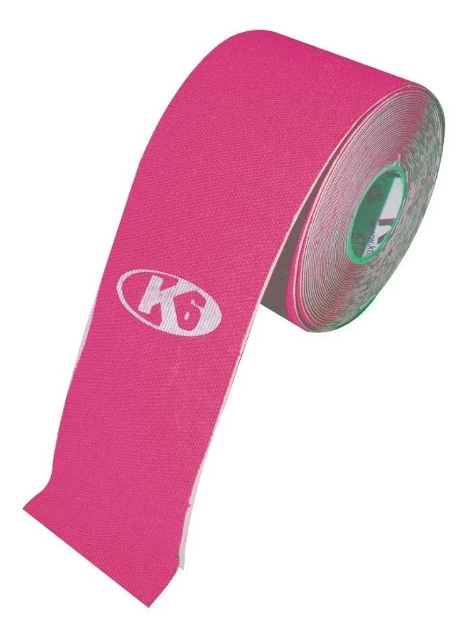 Cinta Kinesiológica Elástica K6 Rosado 3Metros x 5 de Ancho x 12Und