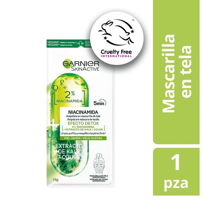 Mascarilla Garnier Skin Active Ampolleta en Tela Efecto Detox x15gr