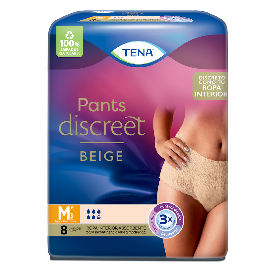 Tena Pants Discreet Color Beige Talla M x8 unds