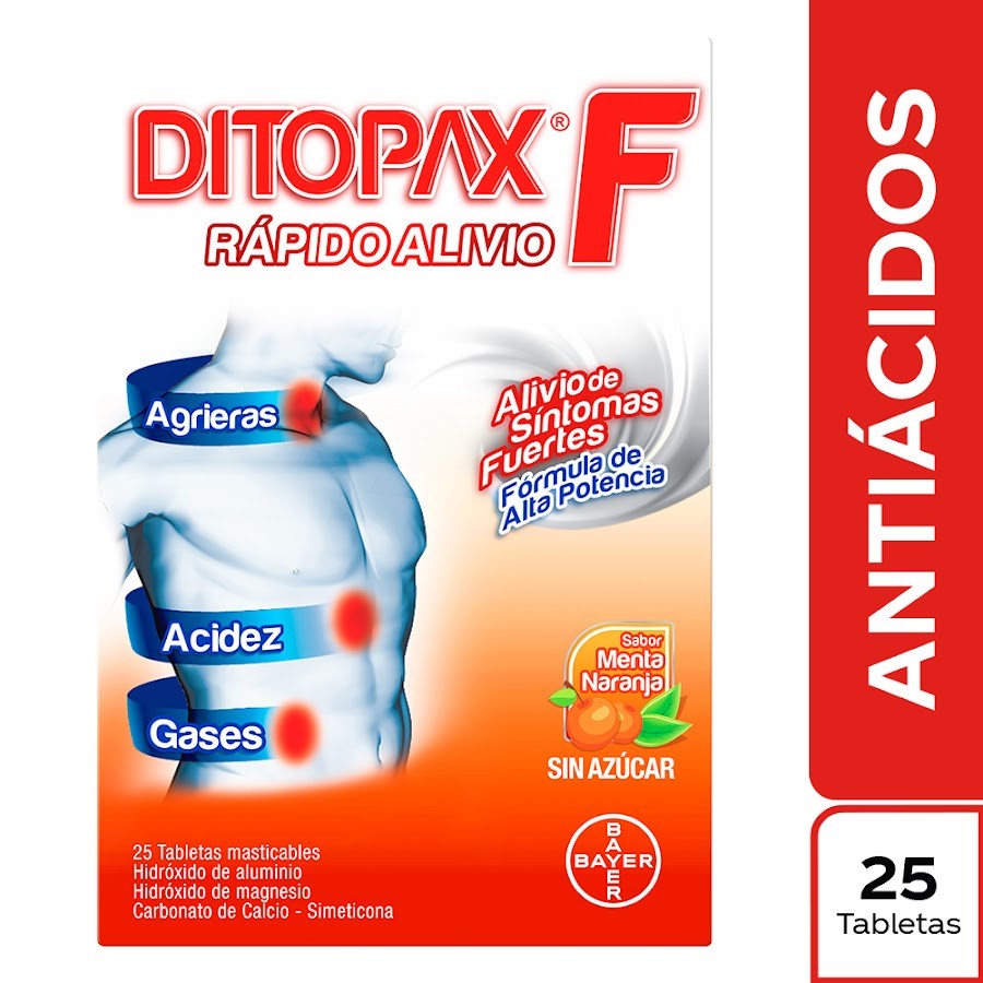 Ditopax F 70mg Tab. Caja x25Tab. MSD Hidróxido aluminio magnesio