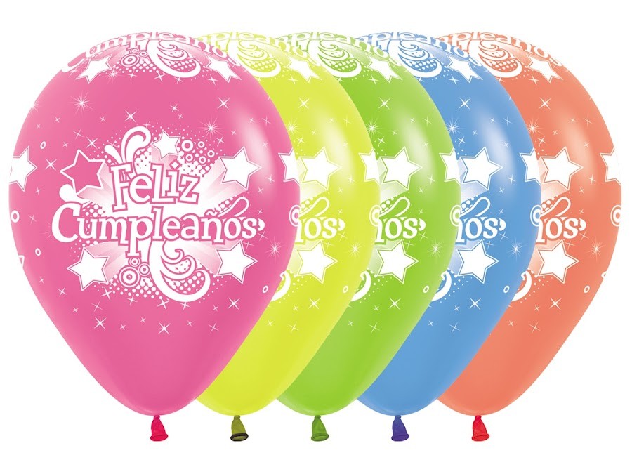 GLOBOS SEMPERTEX FELIZ CUMPLEANOS NEON R12 X 12 UND