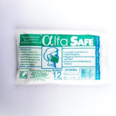 Tapabocas Alfa Trading Desechables Blancos Bolsa X12Und.