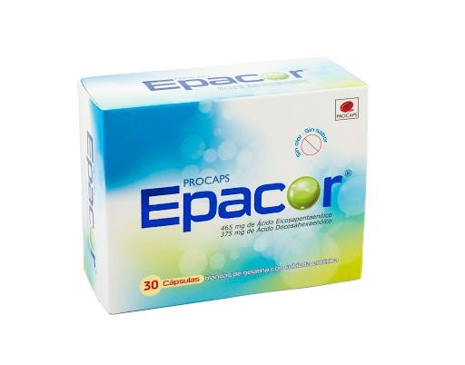Epacor 465/375Mg x30Cap. PRO Ácido Eicosapentaenoíco Docosahexaenoíco