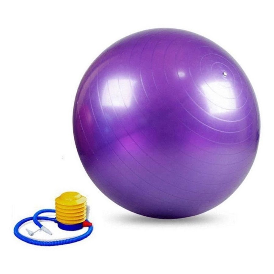 Balón Inflable Yoga Pilates 75cm con Inflador Color Morado