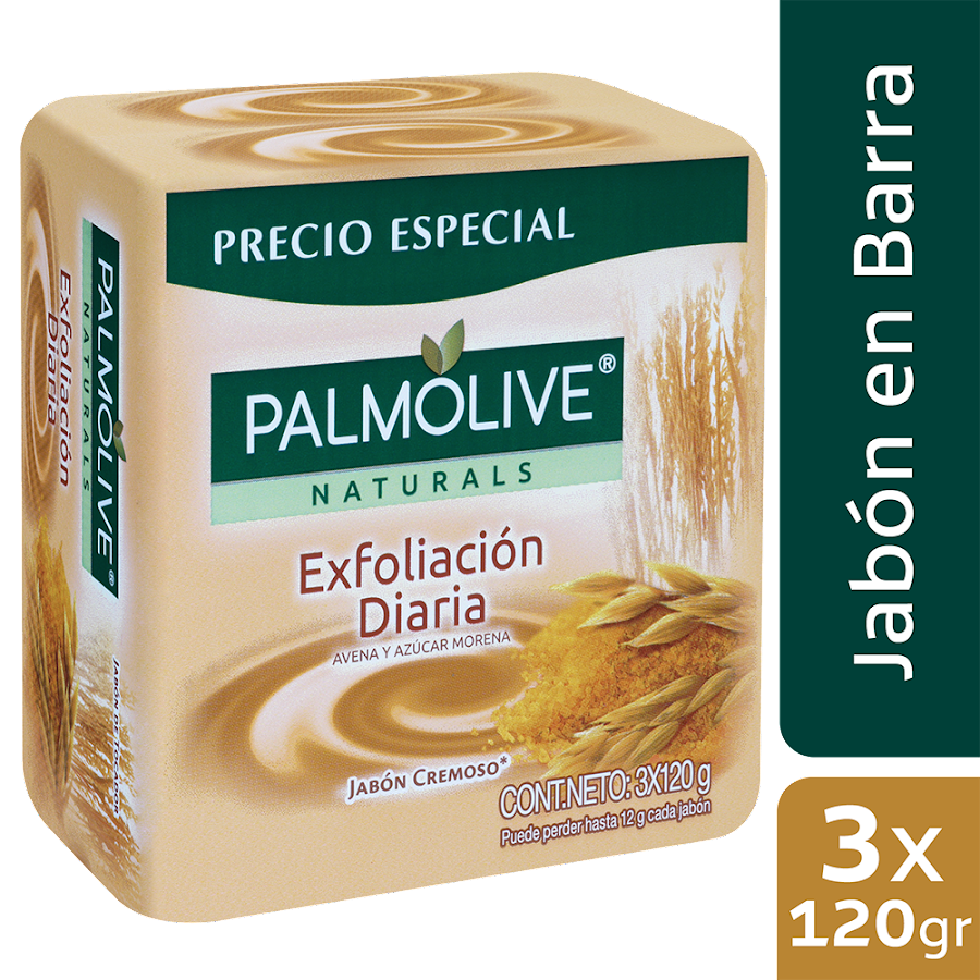 Jabón PALMOLIVE NATURALS Avena y Azúcar Morena x120g. x3Und.