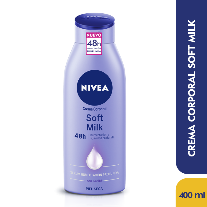 Crema NIVEA Corporal Soft Milk Piel Seca Hydra IQ con Karité x400Ml.