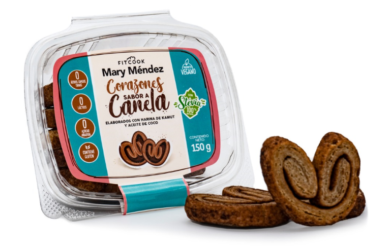 Snack Corazones de Hojaldre Sabor a Canela Fitcook Mary Mendez x 150Gr