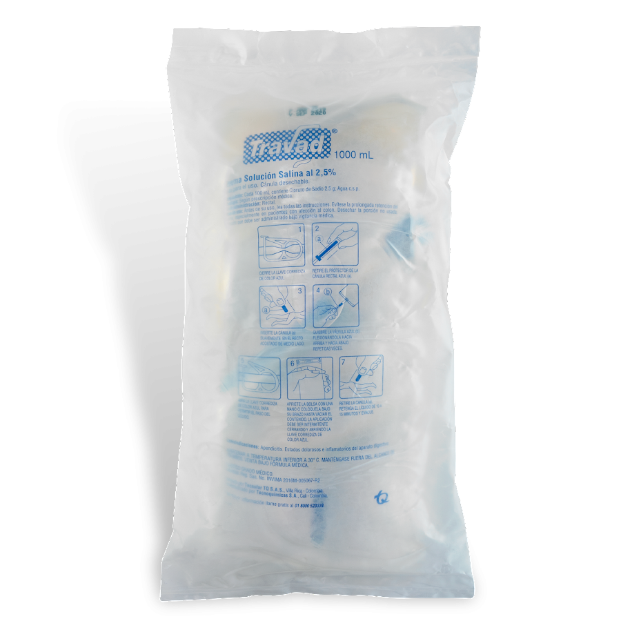 ENEMA TRAVAD 2.5% Solución Salina Bolsa x1LT BAXTER Fosfato de Sodio
