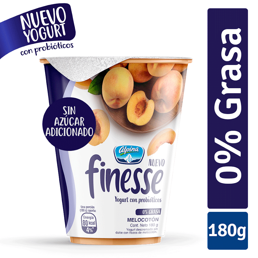 Yogurt Alpina Finesse Melocoton Sin Azucar x 180Gr