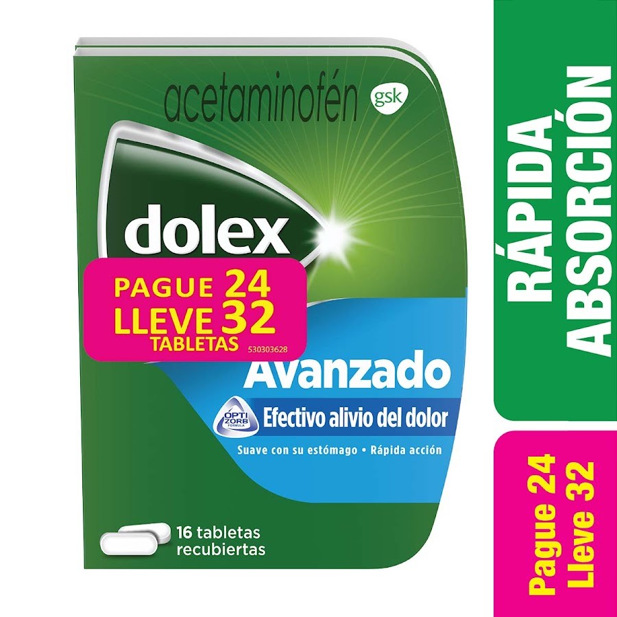 Oferta DOLEX Avanzado 500mg Tab.Caja x32Tab.GSK Acetamino Pg24 Lleve32