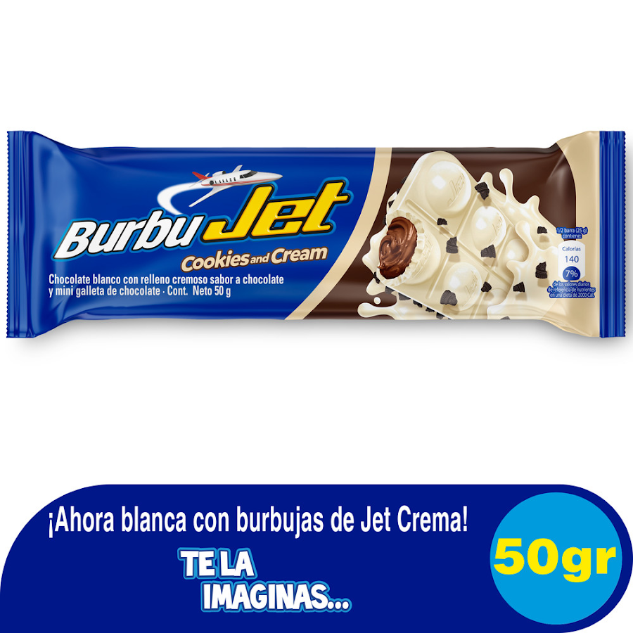 Chocolatina JET Burbujet Cookies & Cream x 50 gramos