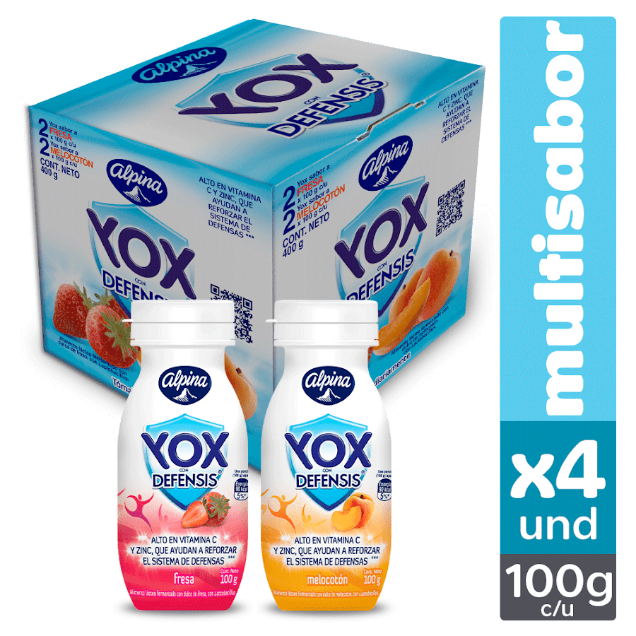 Yogurt Alpina Yox con Defensis Caja x 4Und de 100Gr c/u