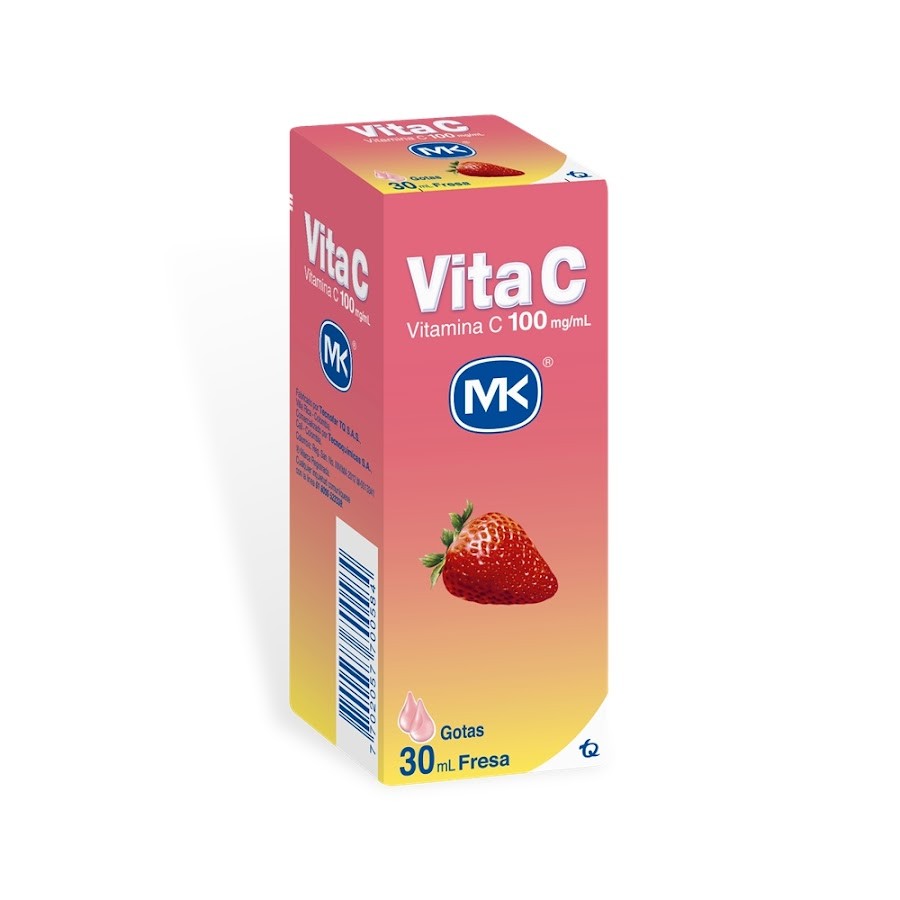 Vita C MK Fresa 100mg/ml Gotas Frasco x30ml. TQ Vitamina C