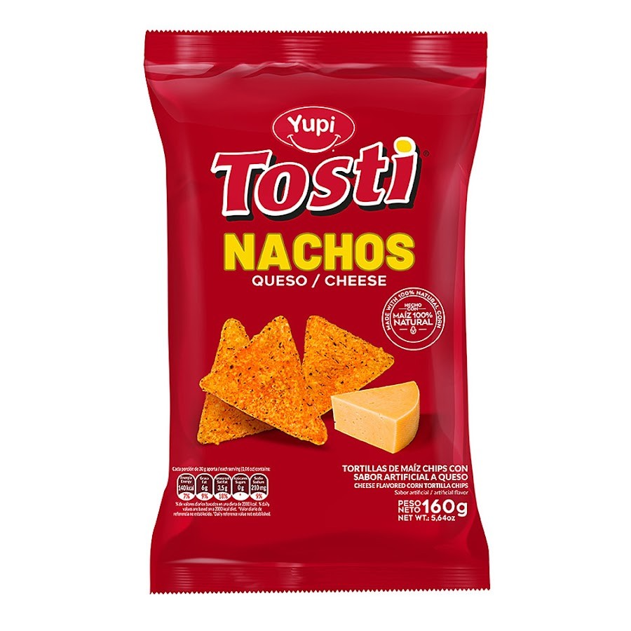Pasabocas Yupi Tosti Nachos Queso Paquete X160G.