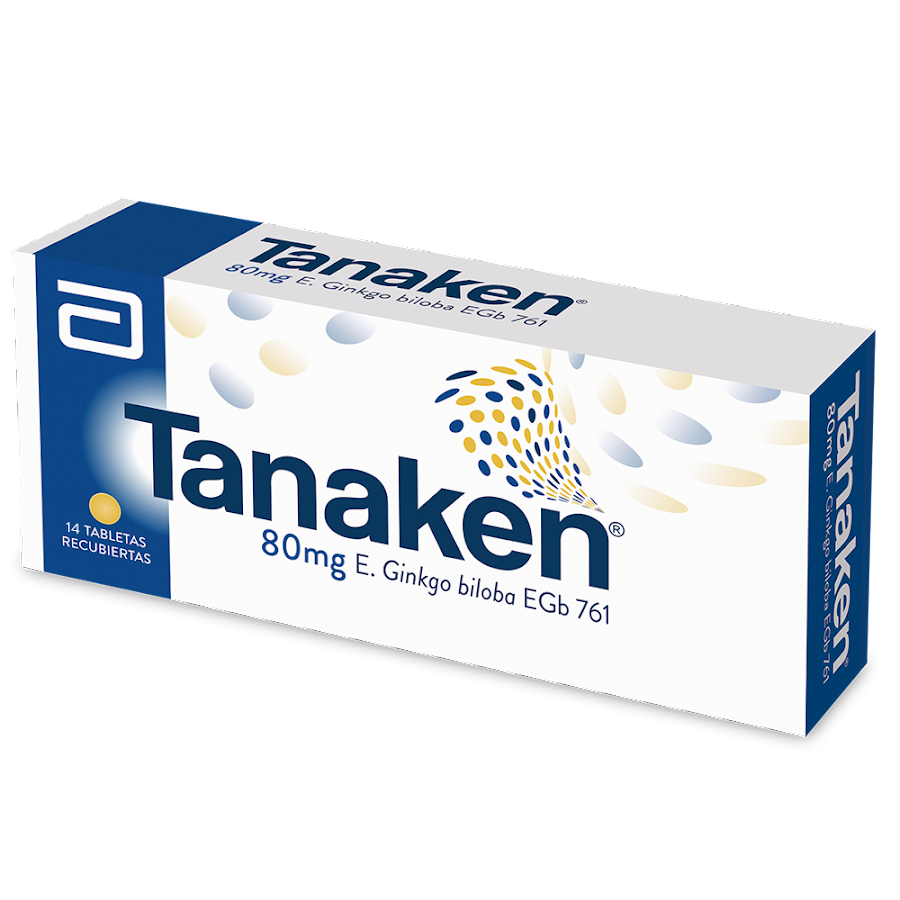 Tanakén 80mg Tableta Caja x14Tab. Synthesis Ginkgo Biloba EGb 761
