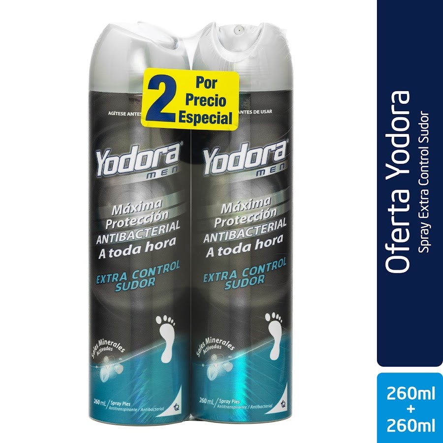 OFERTA ANTITRANSPIRANTE YODORA MEN EXTRA CONTROL PIES PR. ESP. X2UND