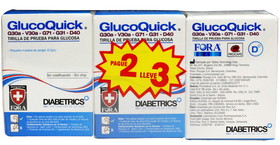 OFT Tiras Reactivas Glucoquick 1 Vial pague 2 lleve 3 Cajas x 50 Uni