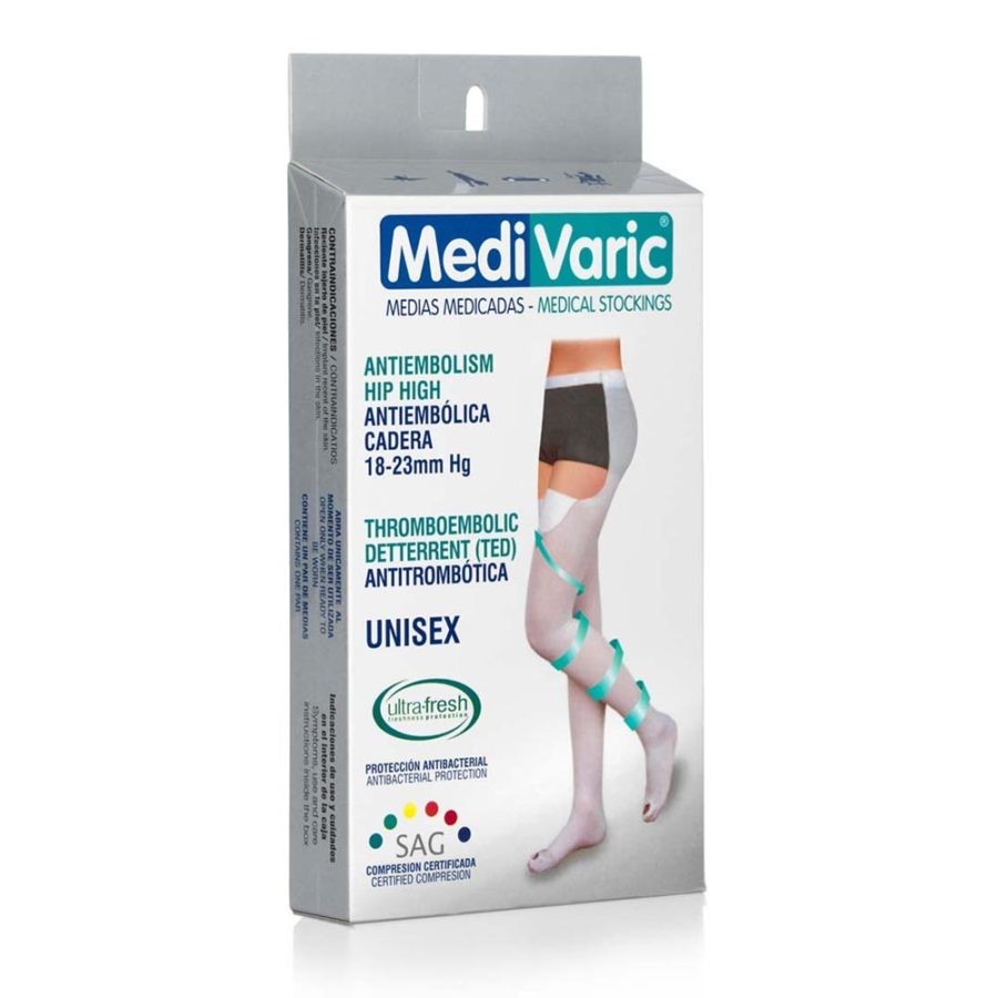 Media Medi Varic Antiembólica Cadera Unisex S Blanco x 1Par