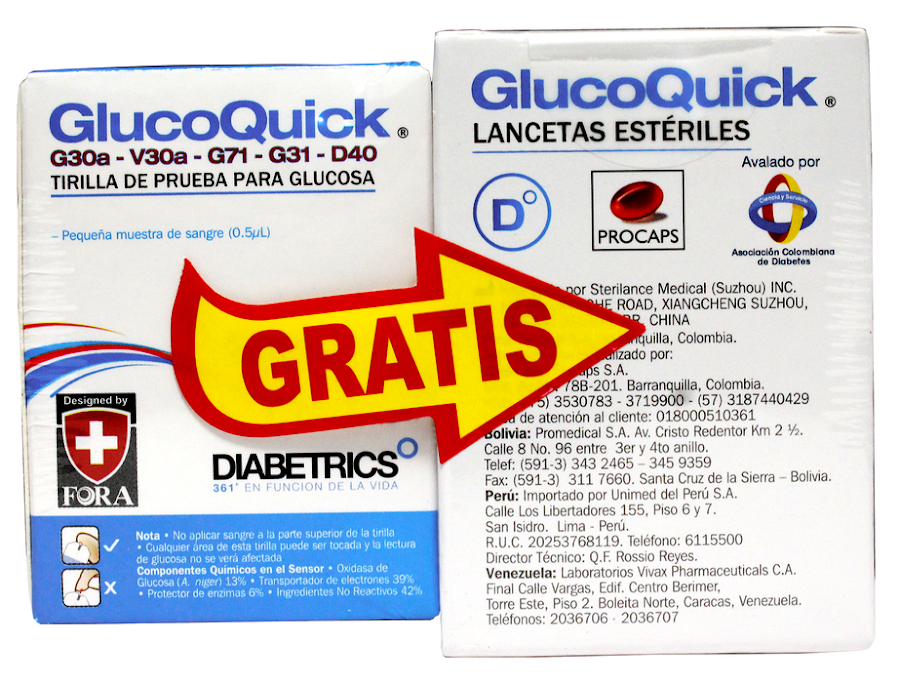 OFT Tiras Reactivas Glucoquick 50 x 1 VIAL + Lancetas x 50