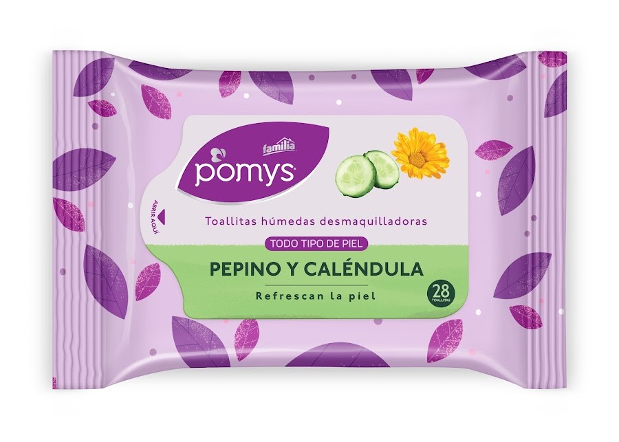 $Toallitas Humedas Desmaquillantes Pomys Pepino y Calendula x 28Und