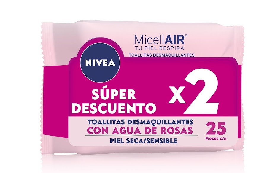 $Oferta Toallitas Nivea Face Desmaquillantes Rosas x 2Paquetes x 25Uni c/u