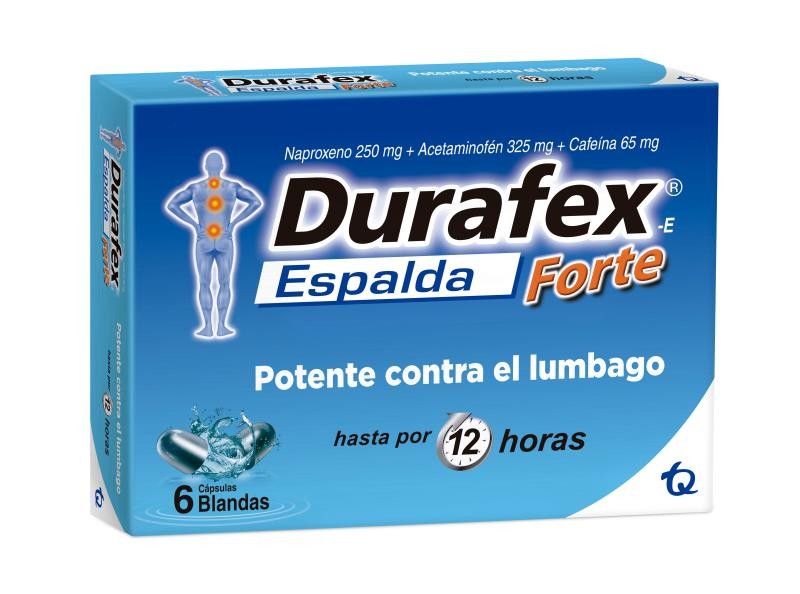 Durafex Espalda Forte  Tecnoquimicas Naproxeno, acetaminofen y cafeina Caja x 6 capsulas