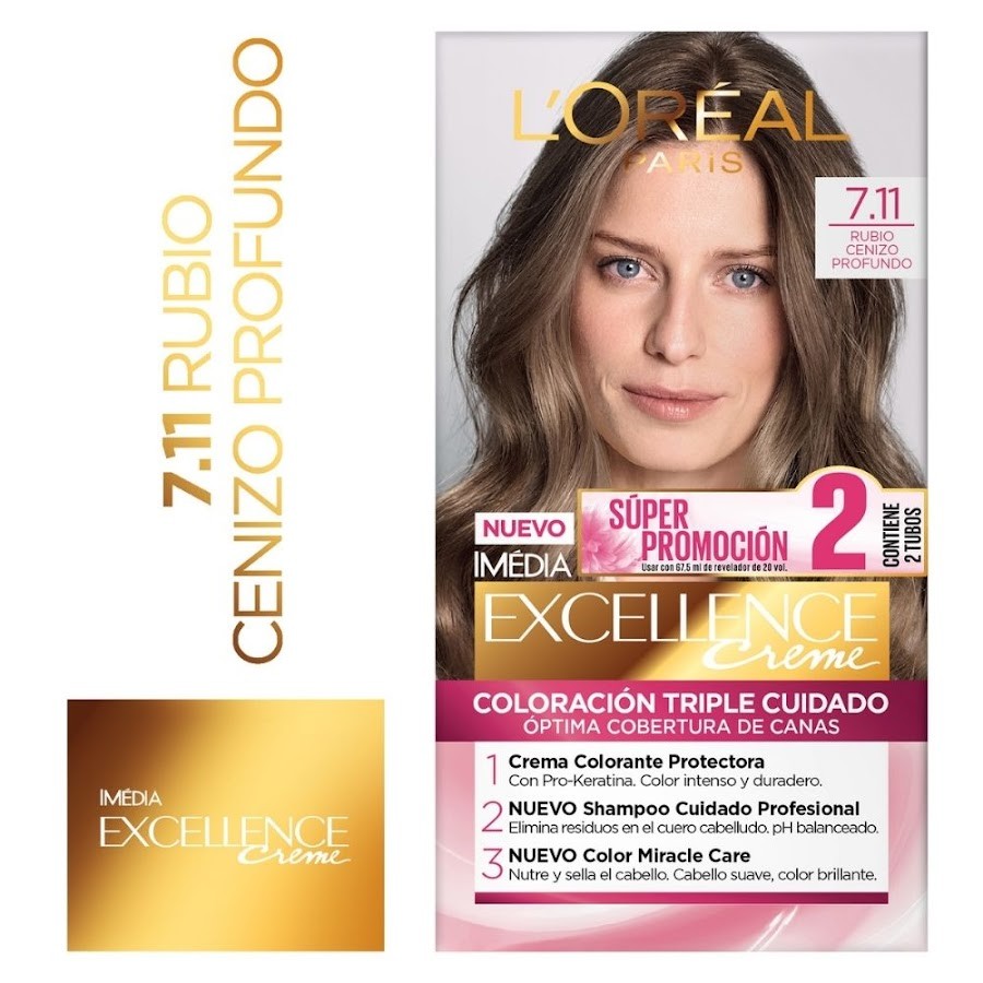 Oferta L´OREAL EXCELLENCE CREME Rubio Ceniza Prof.7.11 Prom.Esp.x2tub