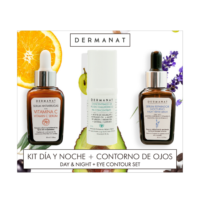 Kit Facial Dermanat Día y Noche x 30ml c/u + Contorno de Ojos x 15ml
