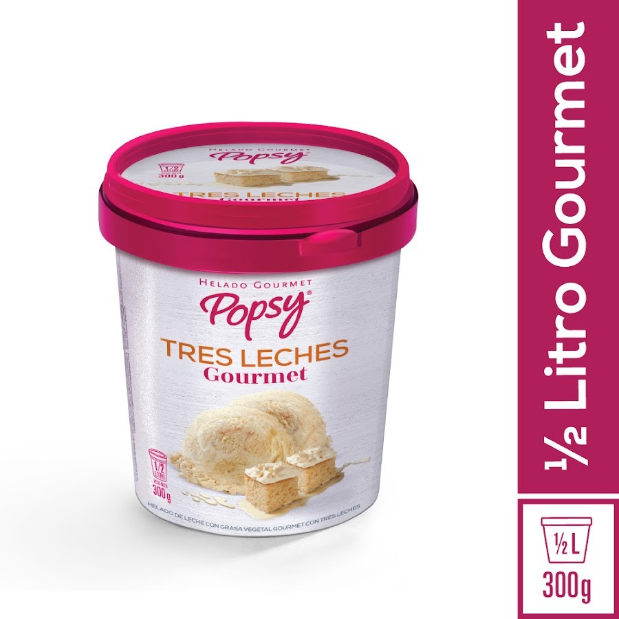 Helado Popsy Tres Leches 4 porciones x 1/2 Litro/300Gr