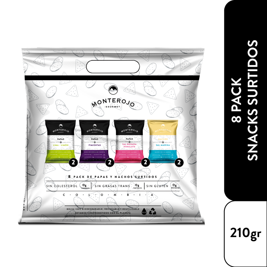 Pack Pasabocas Monterojo Papas y Nachos x 8Und
