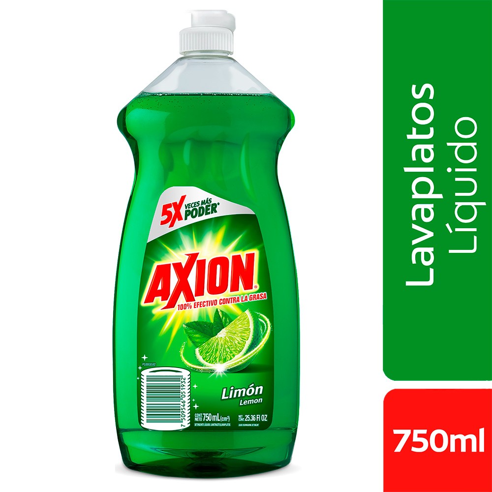 LAVAPLATOS LIQUIDO AXION LIMON  x 750ML