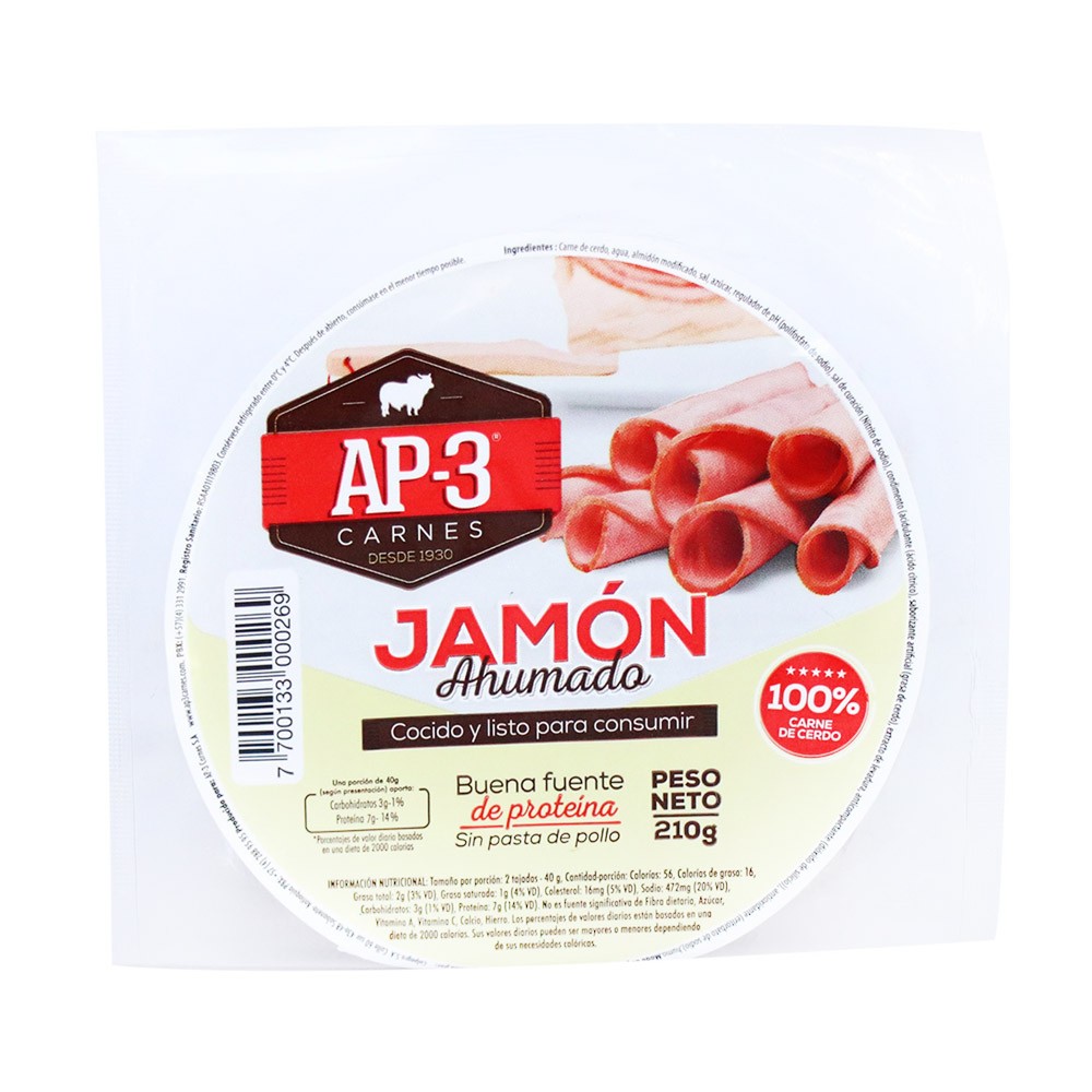 JAMON AHUMADO SANDUCHE  AP3  x 210GR