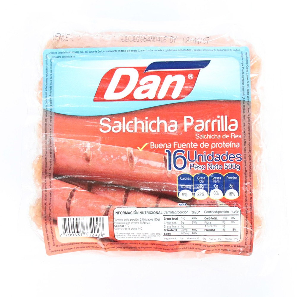 SALCHICHA PARRILLA DAN  x 500GR