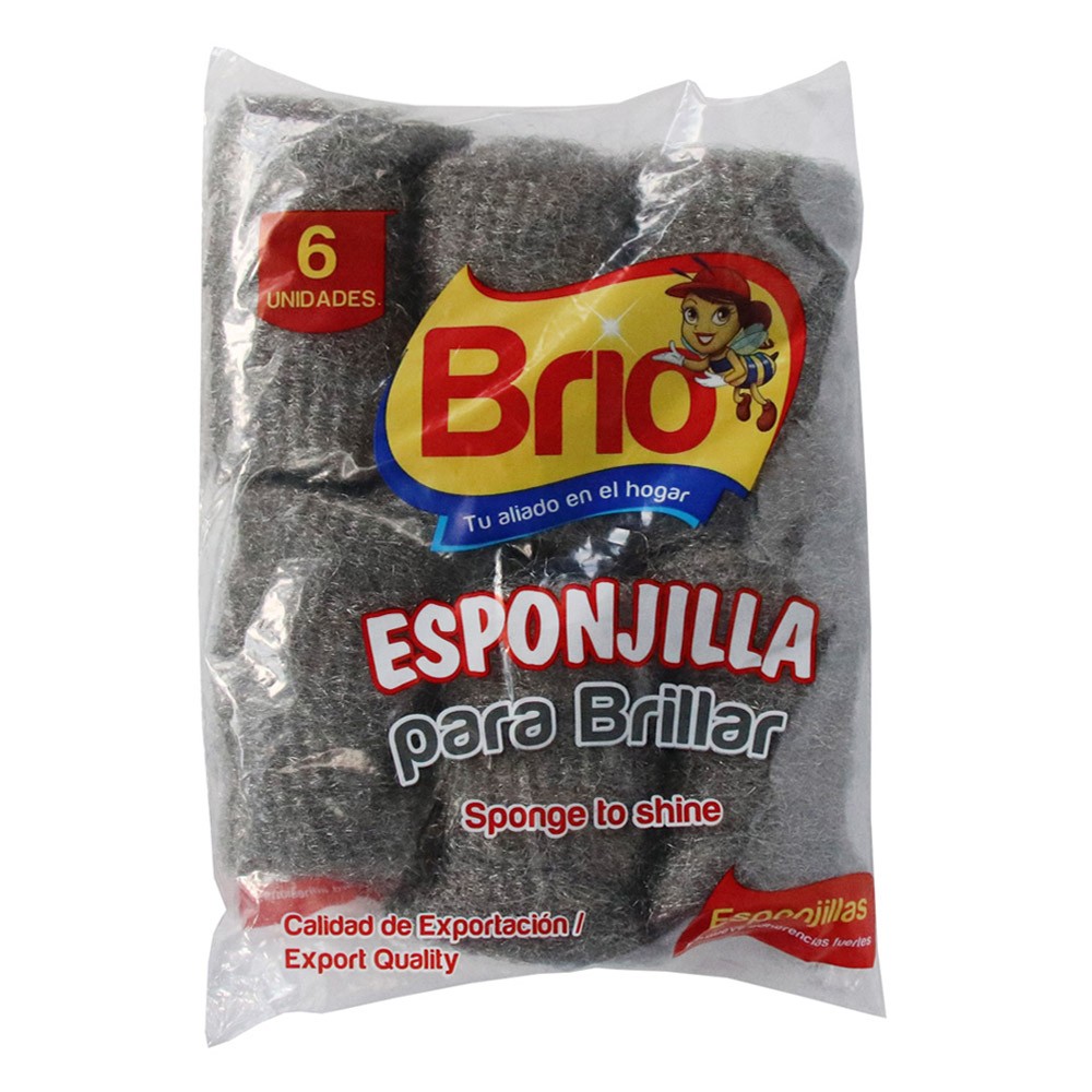 ESPONJILLA LANA DE ACERO  BRIO  x 6U