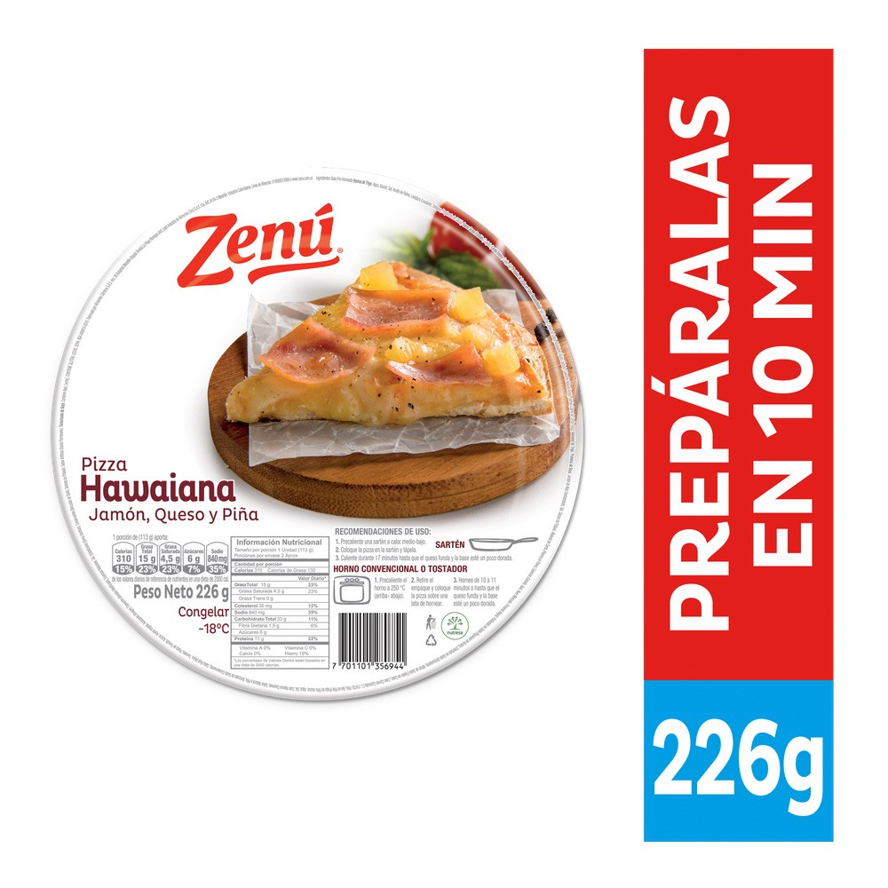 PIZZA  HAWAIANA ZENU  x 226 GR