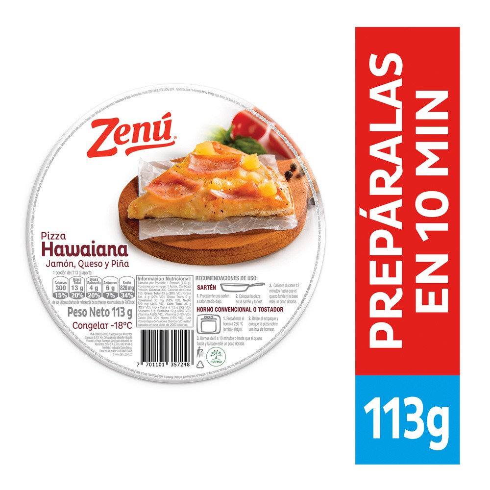 PIZZA HAWAINA ZENU  x 113 GR