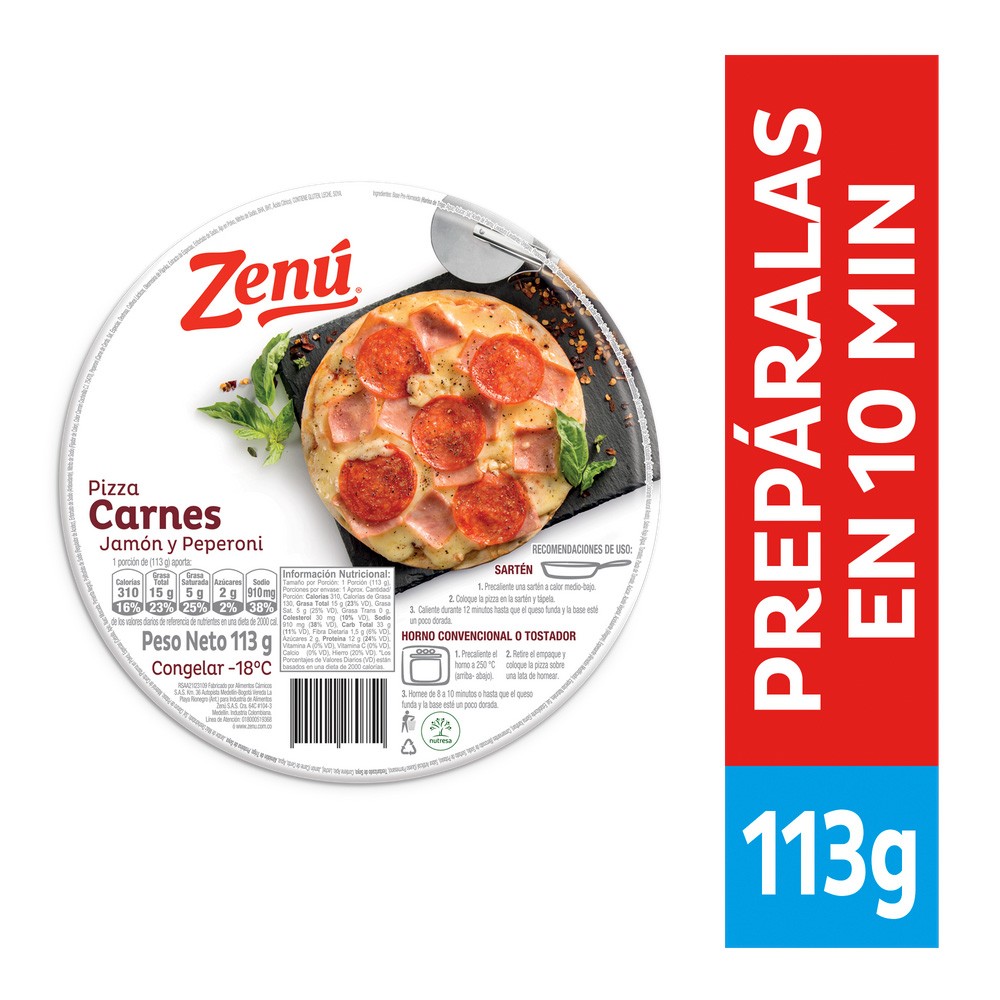 PIZZA CARNES ZENU  x 113 GR