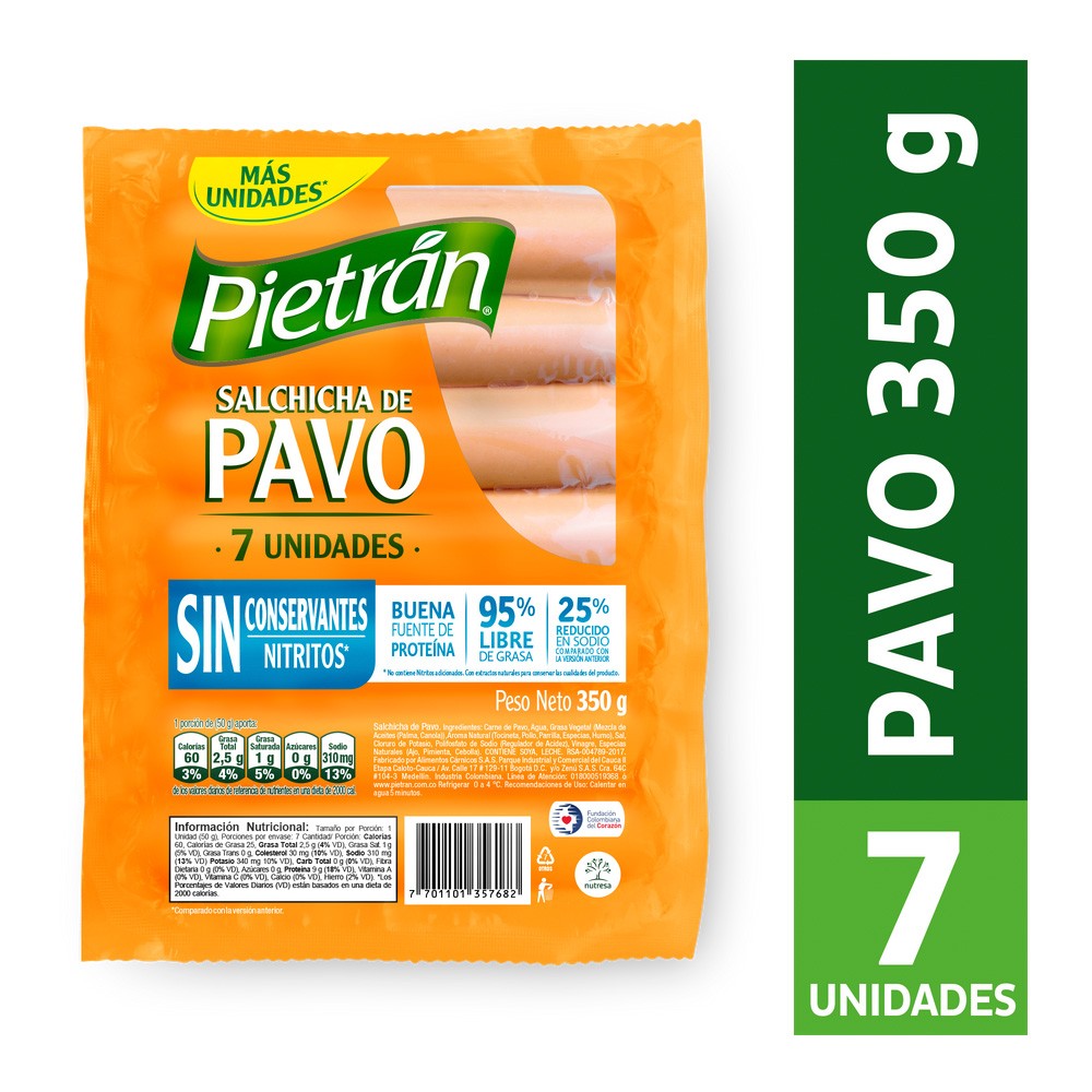 SALCHICHA DE PAVO PIETRAN  x 350GR