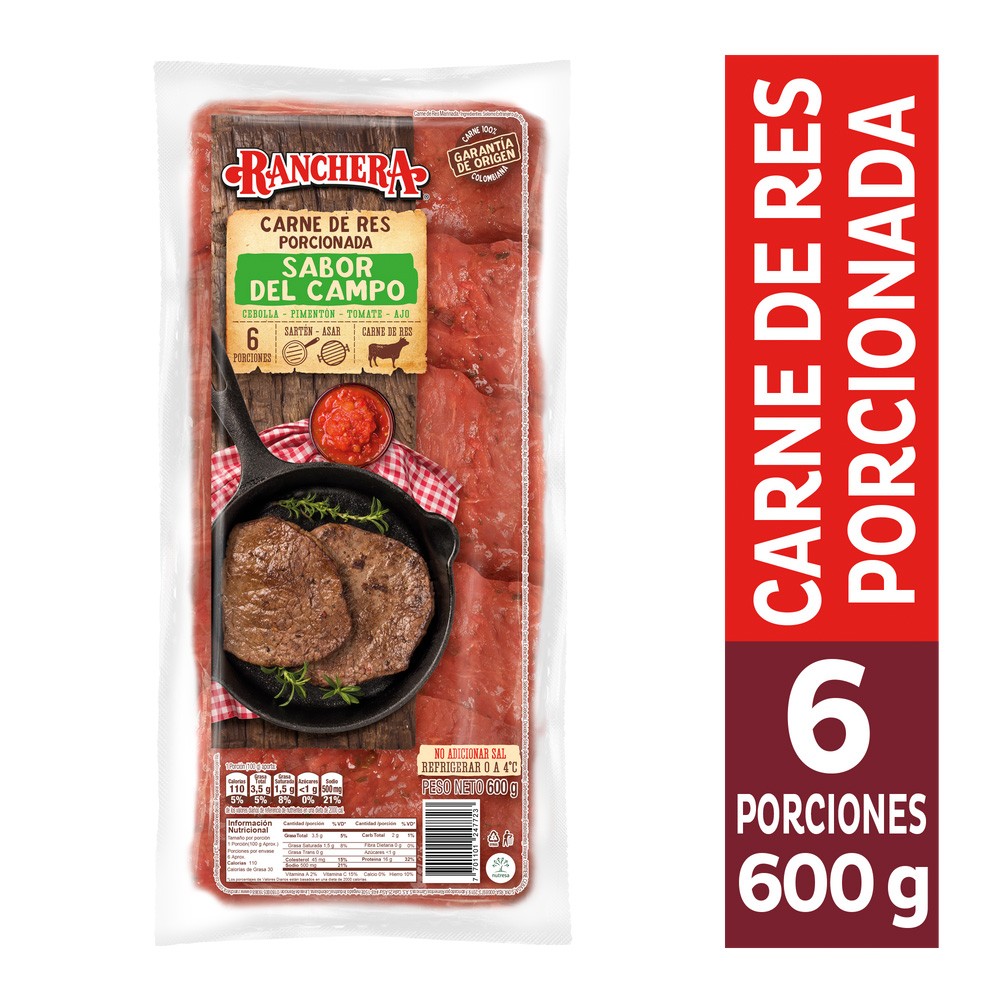CARNE RES PORCIONAD RANCHERA*600GR