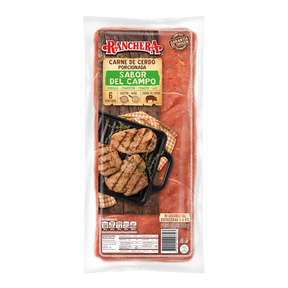 CARNE CERDO PORCIONAD RANCHERA*600GR