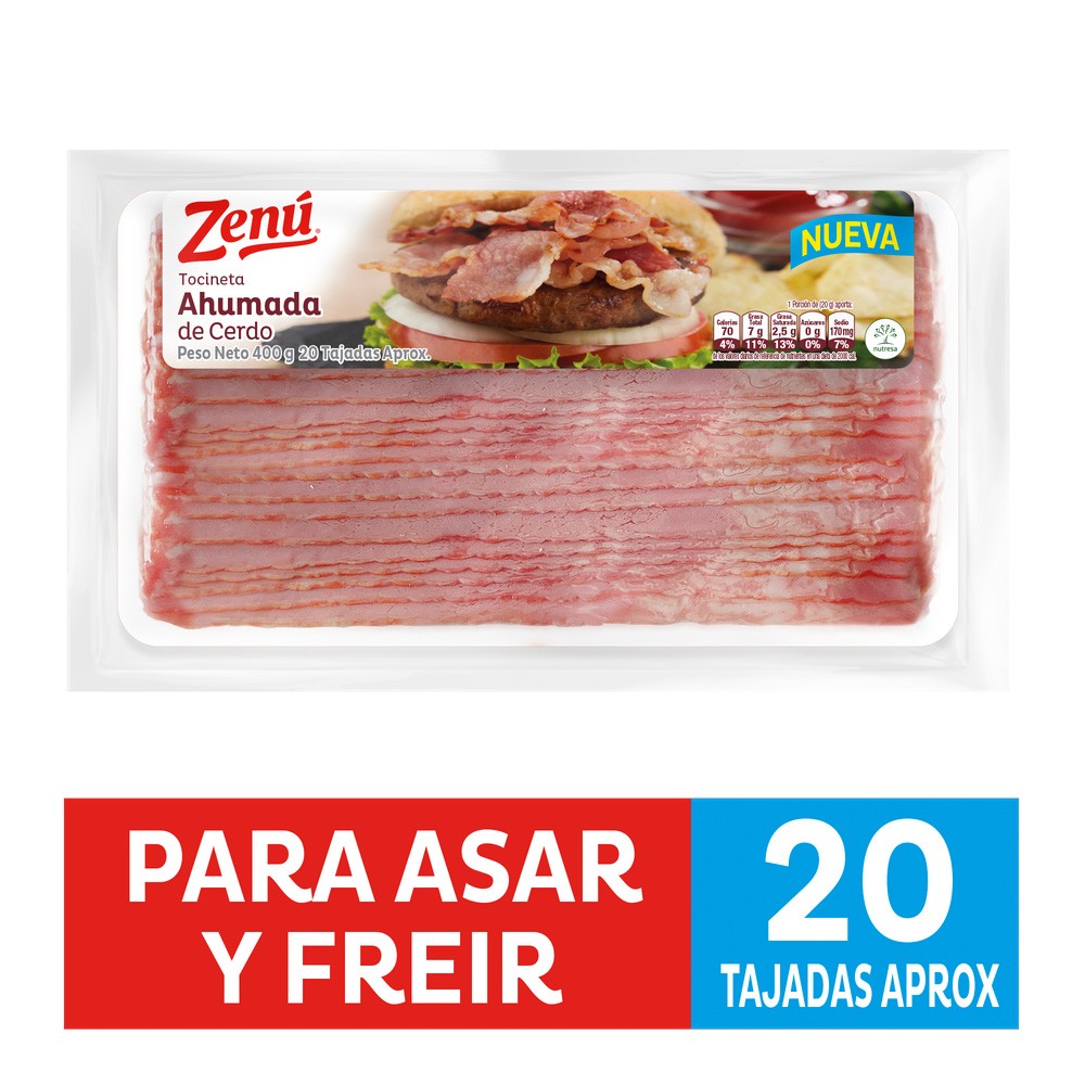 TOCINETA AHUMADA CERDO ZENU x 400GR