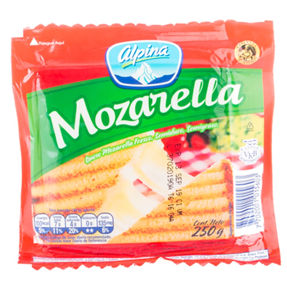 QUESO MOZARELA  x 250GR ALPINA
